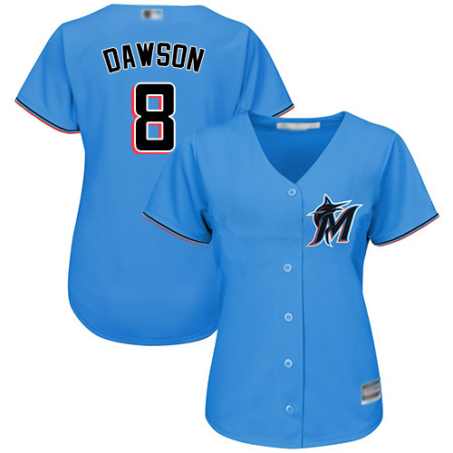 Marlins #8 Andre Dawson Blue Alternate Women's Stitched MLB Jersey
